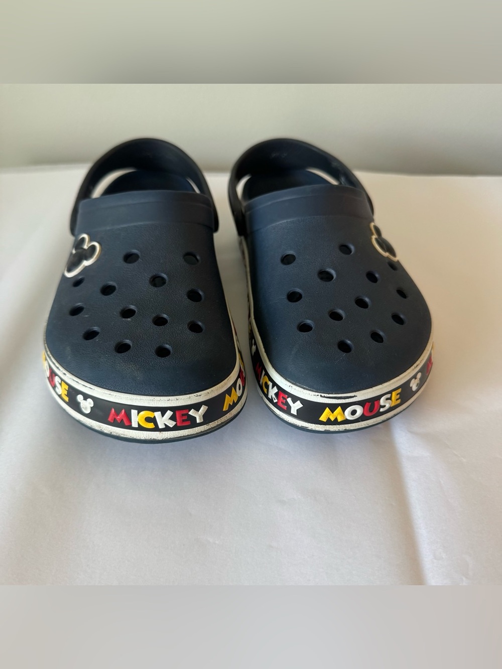 CROCS Size 9 Women’s Navy Blue Mickey Mouse Clogs Sandals - Picture 3 of 6